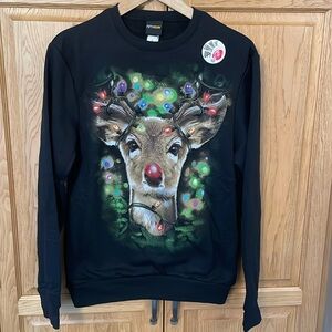 Light Up Reindeer Christmas Sweater Black size small